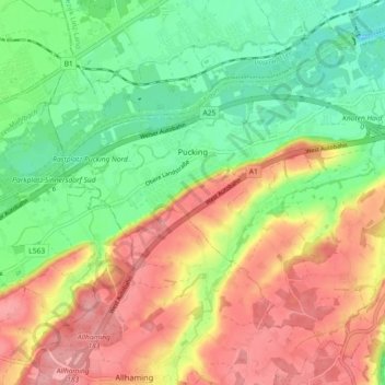 Pucking topographic map, elevation, terrain