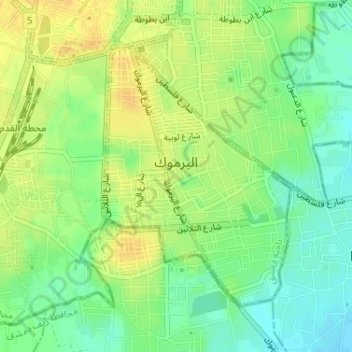 Al-Yarmuk topographic map, elevation, terrain