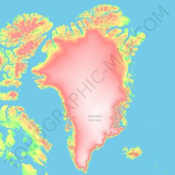 Greenland topographic map, elevation, terrain