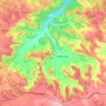 Le Boulvé topographic map, elevation, terrain