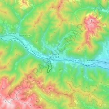 Mautern in Steiermark topographic map, elevation, terrain