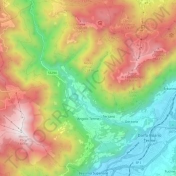 Angolo Terme topographic map, elevation, terrain