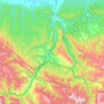 Шатойский район topographic map, elevation, terrain