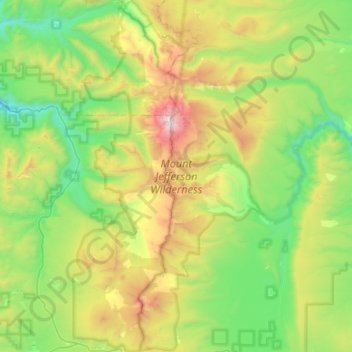 Mount Jefferson Wilderness topographic map, elevation, terrain