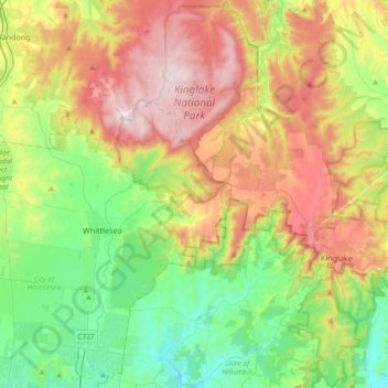 Kinglake National Park topographic map, elevation, terrain