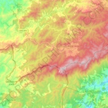 Monte Verde topographic map, elevation, terrain