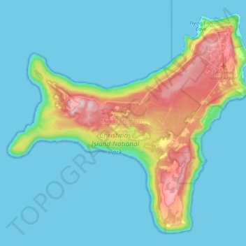 聖誕島 topographic map, elevation, terrain