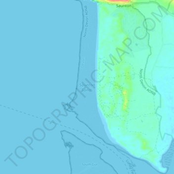 Saunton Sands topographic map, elevation, terrain