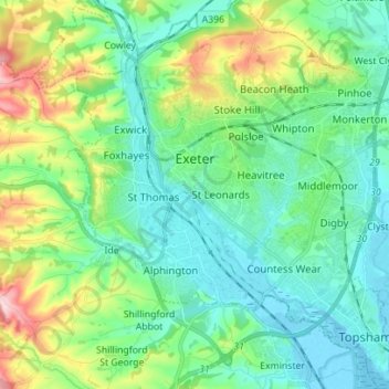 Exeter topographic map, elevation, terrain