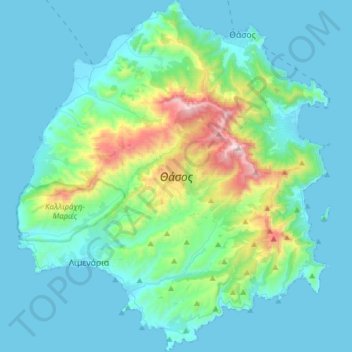 Thasos topographic map, elevation, terrain
