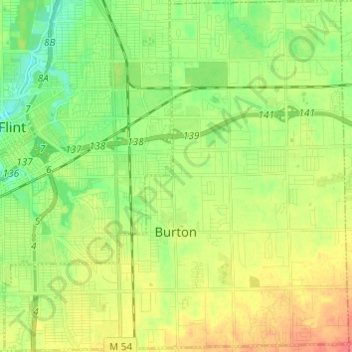Burton topographic map, elevation, terrain