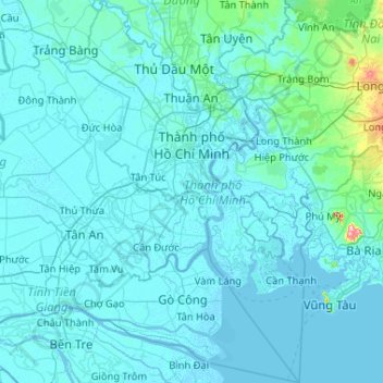 Hô Chi Minh-Ville topographic map, elevation, terrain