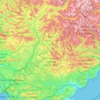 Alpi di Provenza topographic map, elevation, terrain