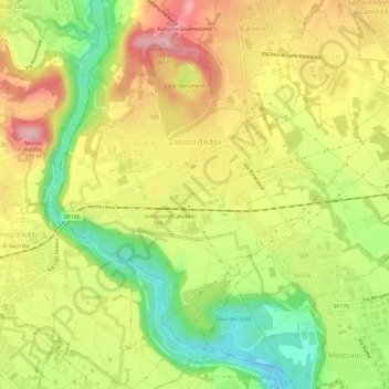 Calusco d'Adda topographic map, elevation, terrain