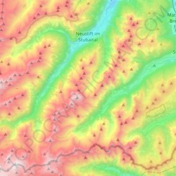 Neustift im Stubaital topographic map, elevation, terrain