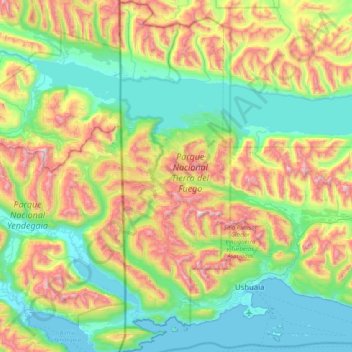 Parque Nacional Tierra del Fuego topographic map, elevation, terrain