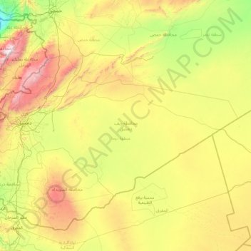 Rif Dimashq Governorate topographic map, elevation, terrain