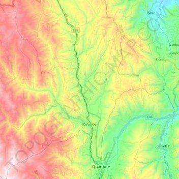 Columbe topographic map, elevation, terrain