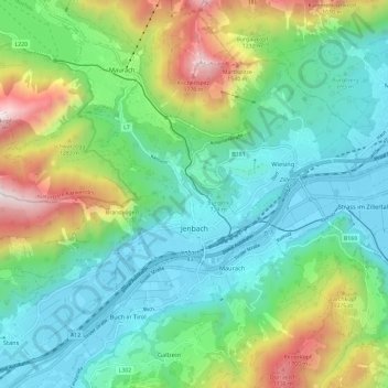 Jenbach topographic map, elevation, terrain