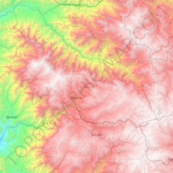 Otuzco topographic map, elevation, terrain