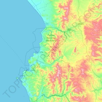 Parque Nacional Machalilla topographic map, elevation, terrain