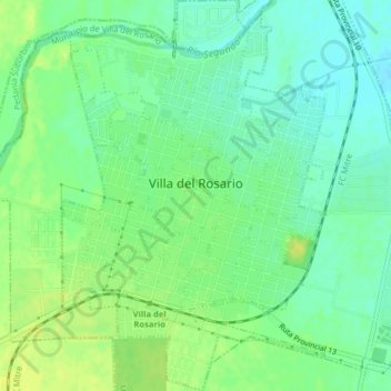 Villa del Rosario topographic map, elevation, terrain