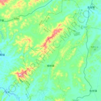 樟树镇 topographic map, elevation, terrain