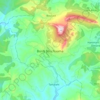 Bordj Bou Naama topographic map, elevation, terrain