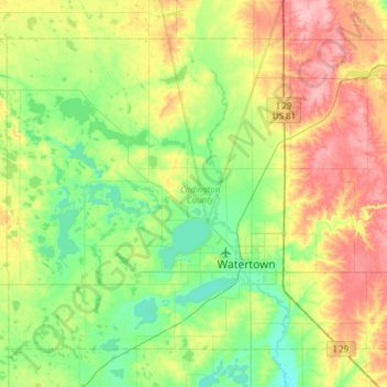 Codington County topographic map, elevation, terrain