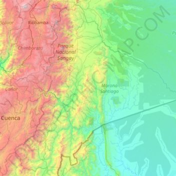 Morona Santiago topographic map, elevation, terrain
