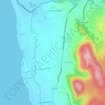 Belinho topographic map, elevation, terrain