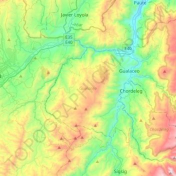 Gualaceo topographic map, elevation, terrain