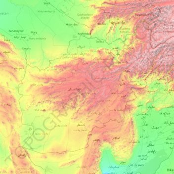 Afghanistan topographic map, elevation, terrain