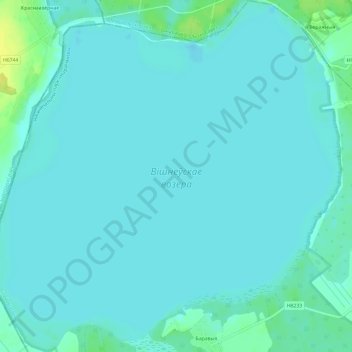 Вишневское озеро topographic map, elevation, terrain