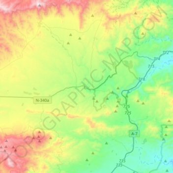 Sorbas topographic map, elevation, terrain
