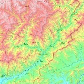 Kunar topographic map, elevation, terrain