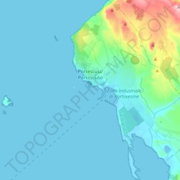 Portoscuso topographic map, elevation, terrain