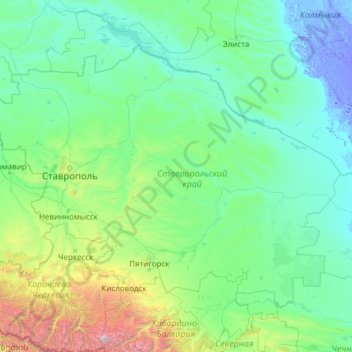 Ставропольский край topographic map, elevation, terrain