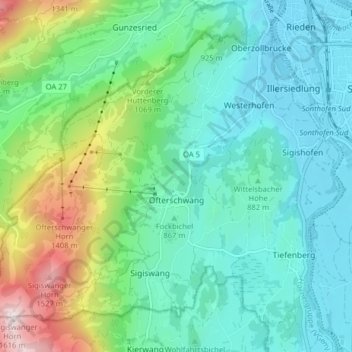Ofterschwang topographic map, elevation, terrain