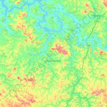 Nepomuceno topographic map, elevation, terrain