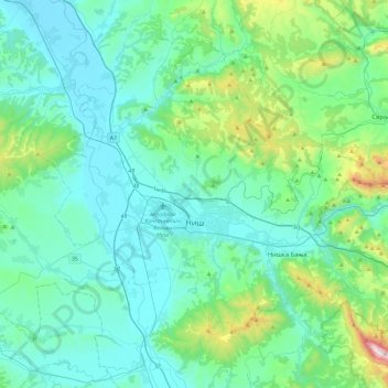 City of Niš topographic map, elevation, terrain