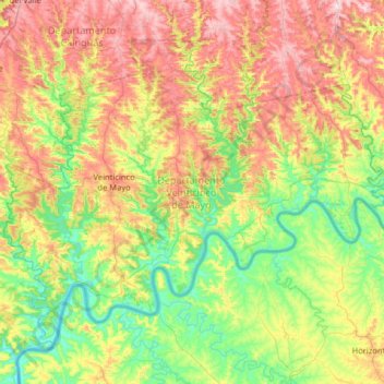 Departamento Veinticinco de Mayo topographic map, elevation, terrain