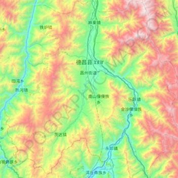 Dechang County topographic map, elevation, terrain