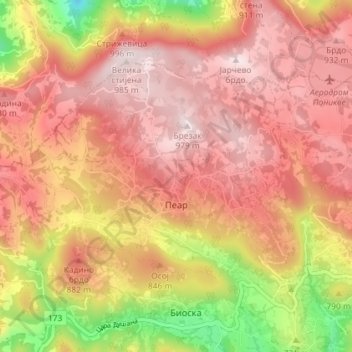 Pear topographic map, elevation, terrain