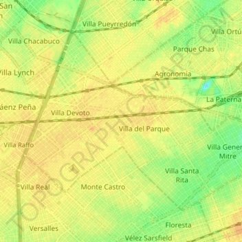 Comuna 11 topographic map, elevation, terrain