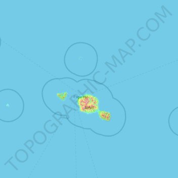 Îles du Vent topographic map, elevation, terrain