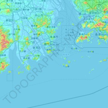 珠海市 topographic map, elevation, terrain