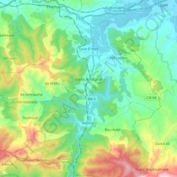 Beni Amrane topographic map, elevation, terrain