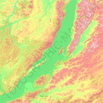 озеро Байкал topographic map, elevation, terrain