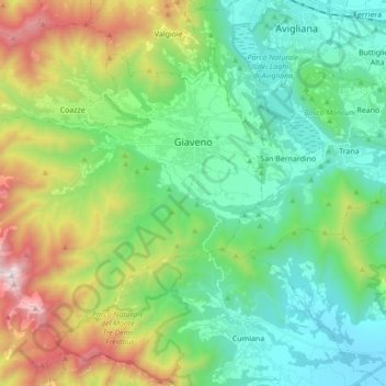 Giaveno topographic map, elevation, terrain
